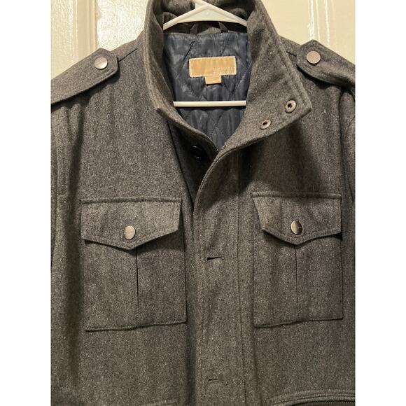Men’s Michael Kors Wool Blend Utility Cargo Military Coat Jacket Gray Size M - Picture 3 of 10